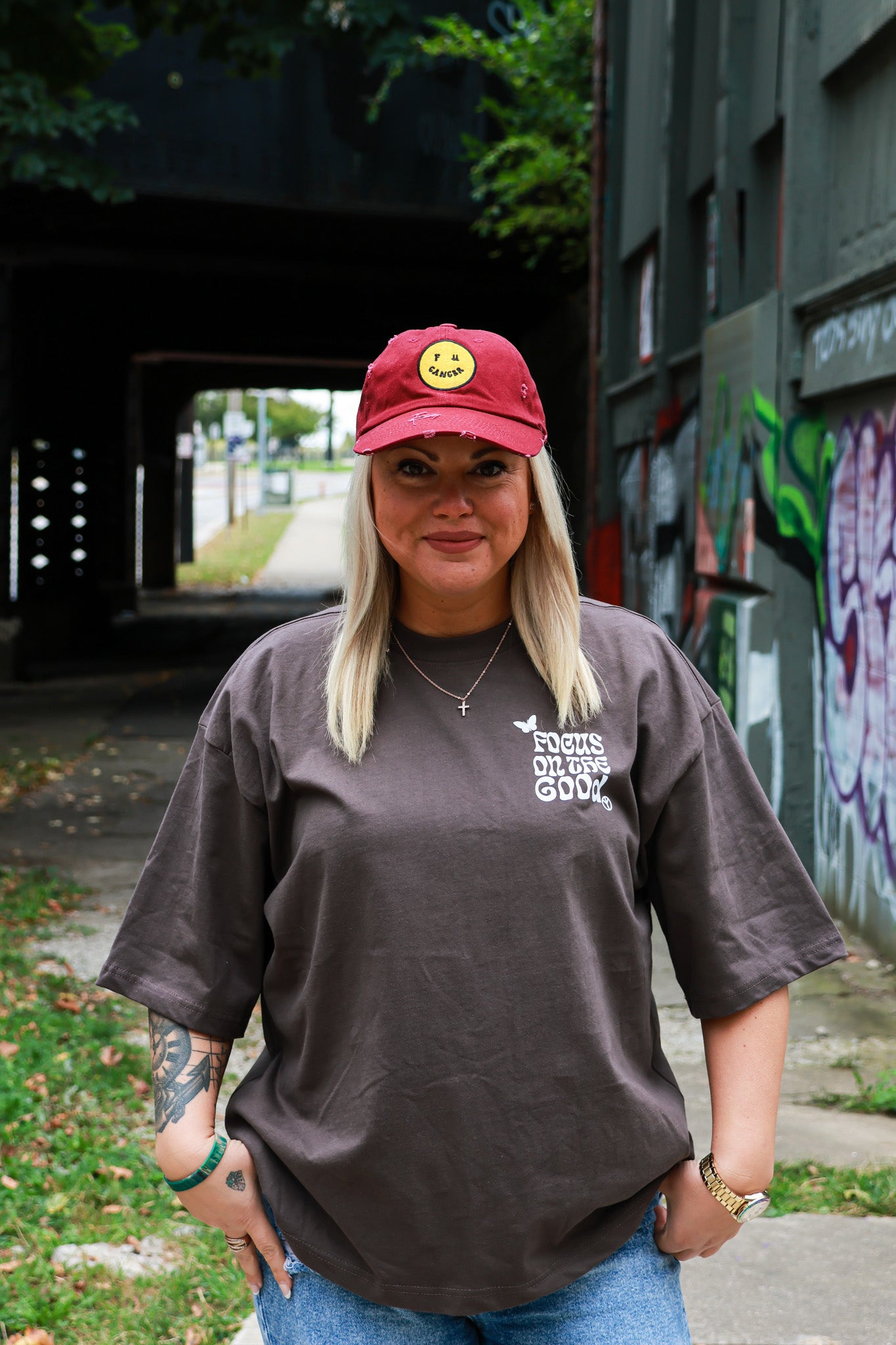 F U Cancer Dad Cap Maroon