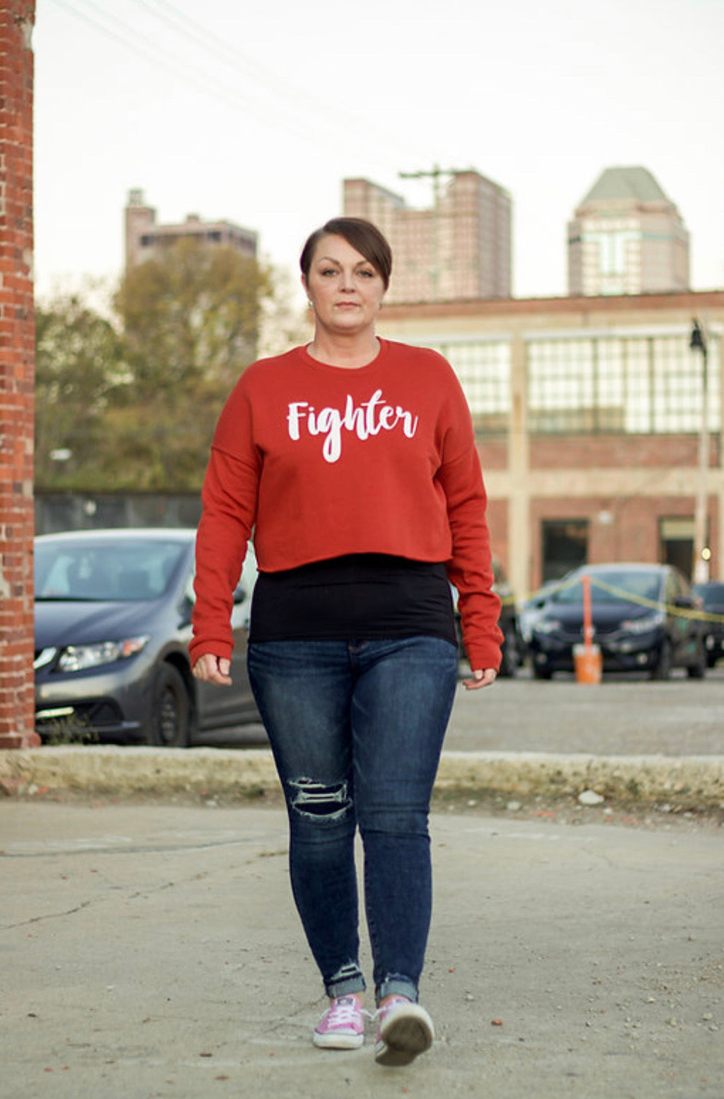 "Fighter" Cropped Sweatshirt